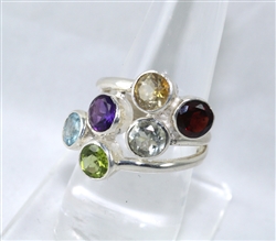 Mix Stone Round Faceted Cut Silver Rings in Jaipur